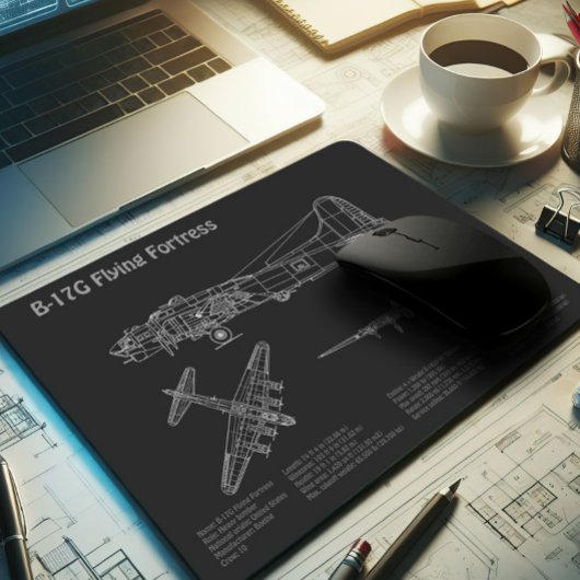 B-17 Flying Fortress - Vliegtuigblauwdruk Plannen Muismat