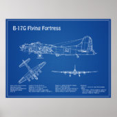 B-17 Flying Fortress - Vliegtuigblauwdruk Plannen  Poster (Voorkant)