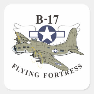 B-17 Vliegende fort Vierkante Sticker