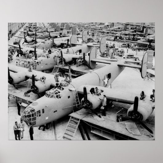 B-24 Bomber Assembly Line, 1943.  foto Poster (Voorkant)