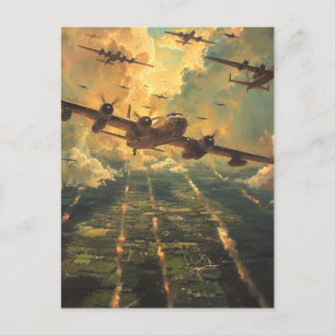 B-24 Bomber op een Missie Schilderij Briefkaart