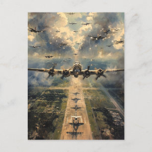 B-24 Bomber op een Missie Schilderij Briefkaart