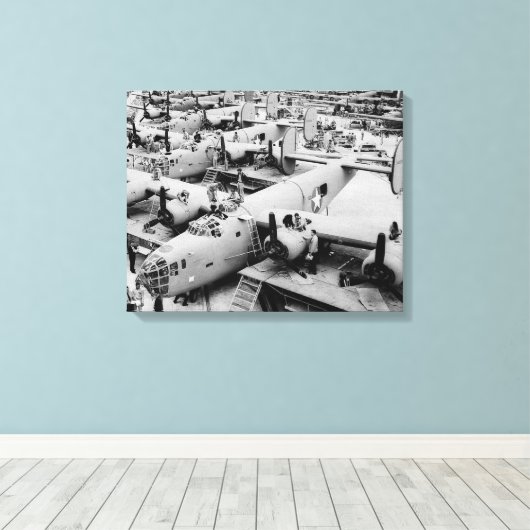 B-24 Bommenwerper, 1943 Canvas Afdruk (Insitu (Houten vloer))