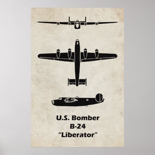 B-24 Liberator Vliegtuigposter voor Luchtvaartdeco Poster (Voorkant)