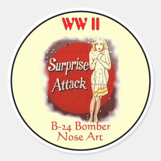 B-24 Neus Art-WW II Ronde Sticker (Voorkant)