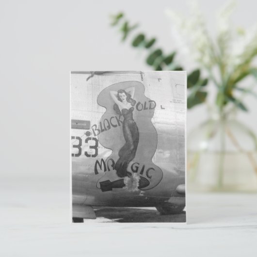 B-24 neuskunst "Old Black Magic" Briefkaart (Staand voorkant)