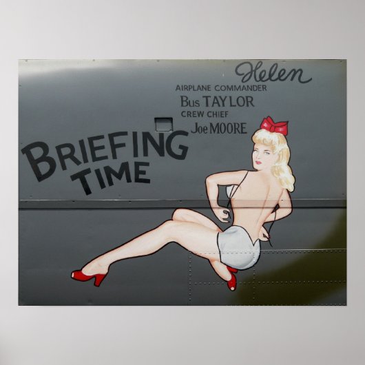 B-25 Briefing time nose art foto Poster (Voorkant)