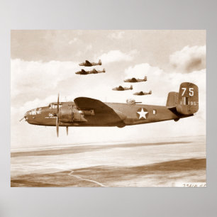 B-25 Mitchell Bomber flight poster
