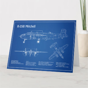 B-25B Mitchell Doolittle - Vliegtuigblauwdruk AD Bedankkaart