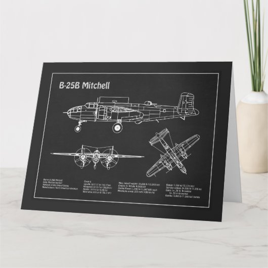 B-25B Mitchell Doolittle - Vliegtuigblauwdruk PD Bedankkaart (Voorkant)
