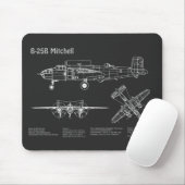 B-25B Mitchell Doolittle - Vliegtuigblauwdruk PD Muismat (Met muis)