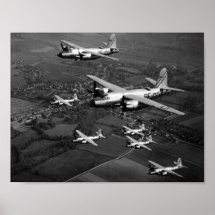 B-26B Marauder Bombers die vliegen in formatie Poster