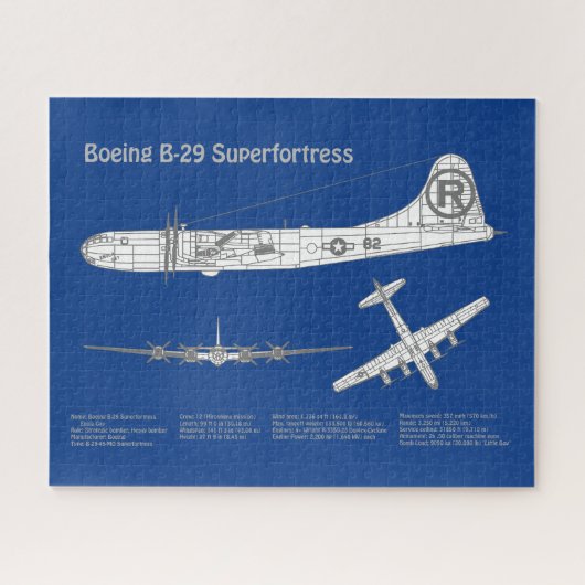 B-29 Superfortress - Vliegtuig Blauwdruk Plannen A Legpuzzel (Horizontaal)