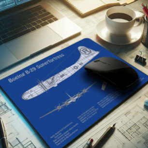 B-29 Superfortress - Vliegtuig Blauwdruk Plannen A Muismat