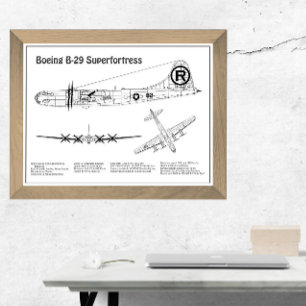 B-29 Superfortress - Vliegtuigblauwdruk Plannen BD Foto Afdruk