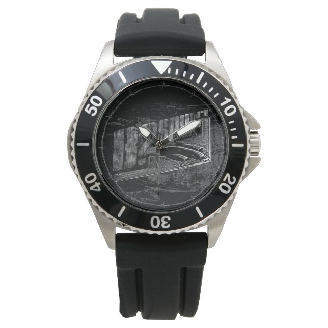 B-2 Spirit Crown Protector Black Rubber Horloge (Voorkant)