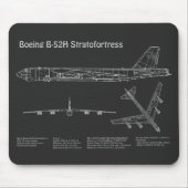 B-52 Stratofortress - Vliegtuig Blauwdruk Plannen Muismat (Voorkant)