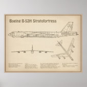 B-52 Stratofortress - Vliegtuig Blauwdruk Plannen  Poster (Voorkant)