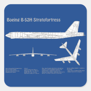 B-52 Stratofortress - Vliegtuigblauwdruk plannen A Vierkante Sticker
