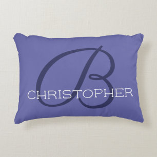 B Aangepaste beginnaam Blauwe Periwinkle Accent Kussen