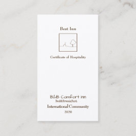 B&B Comfort Inn International Community 2020 Visitekaartje