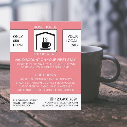 B&B-Logo, Bed & Breakfast-accommodatie Advert. Flyer