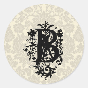 "B" barokonmonogram Ronde Sticker