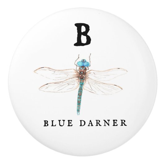 "B" Blue Darner Keramische Knop (Voorkant)
