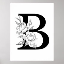 B botanisch monogram. Letter-initiaal met pinda's
