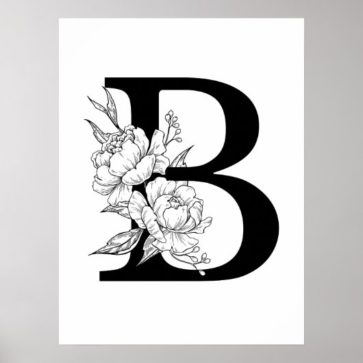 B botanisch monogram. Letter-initiaal met pinda's Poster (Voorkant)