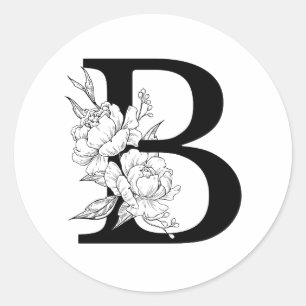 B botanisch monogram. Letter-initiaal met pinda's Ronde Sticker