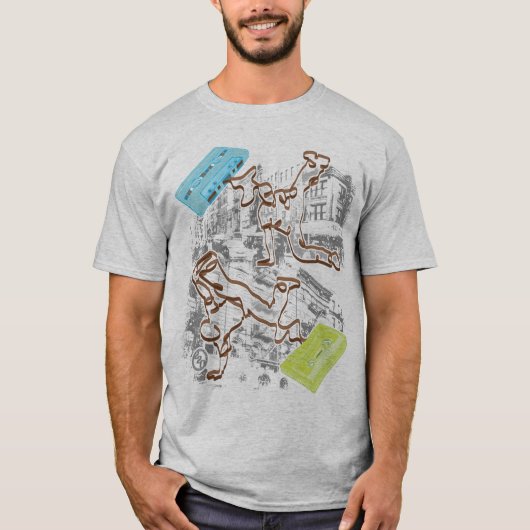 B-boy Cassette Battle (grijs) T-shirt (Voorkant)