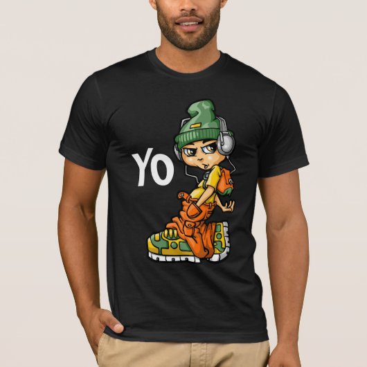 B boy en mp3 t-shirt (Voorkant)