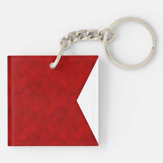 B Bravo Waterverf Nautical Signal Maritime Flag Sleutelhanger (Achterkant)