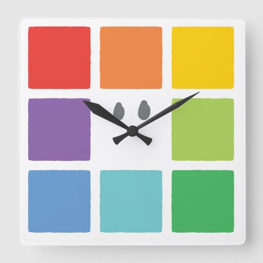 B. Button Square Clock Vierkante Klok (Voorkant)