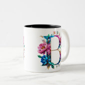 B Café Mug - Design floral pour le don (Devant droit)