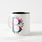 B Café Mug - Design floral pour le don (Devant gauche)