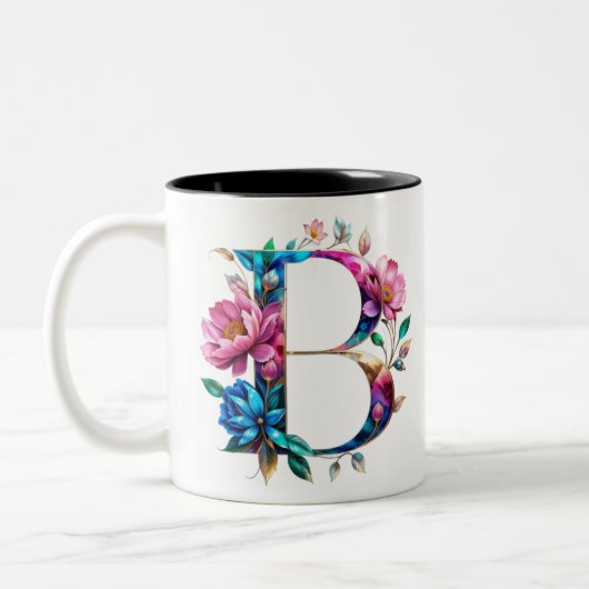 B Café Mug - Design floral pour le don (Gauche)