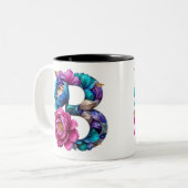 B Café Mug - Design floral pour le don (Devant gauche)