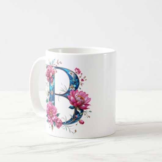 B Café Mug - Design floral pour le don (Devant gauche)