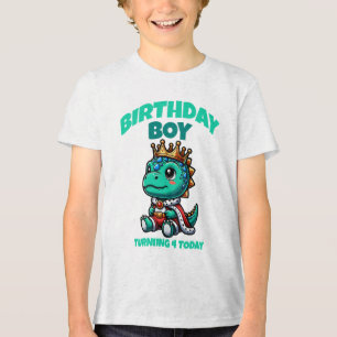 B-Day Boy Dinosaur T-Shirt Wordt 4 vandaag Custom