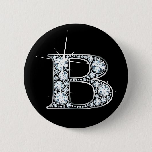 "B" Diamond Bling Button (Voorkant)