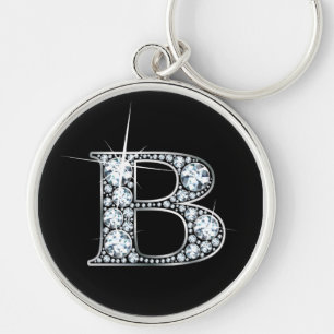 "B" Diamond Bling Sleutelhanger