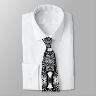 B en W Runway Mode geïnspireerd Pattern Neck Stropdas
