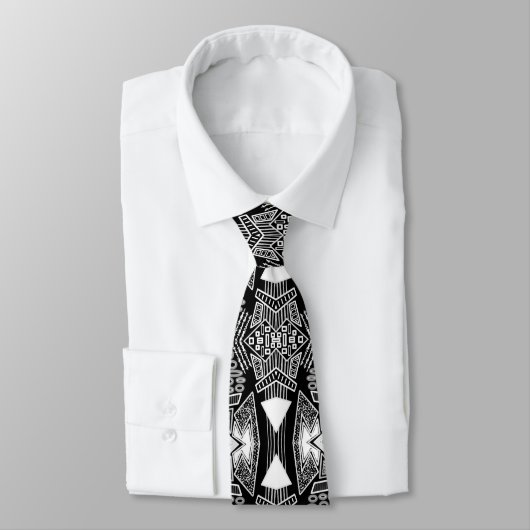 B en W Runway Mode geïnspireerd Pattern Neck Stropdas (Gebonden)