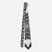 B en W Runway Mode geïnspireerd Pattern Neck Stropdas (Achterkant)