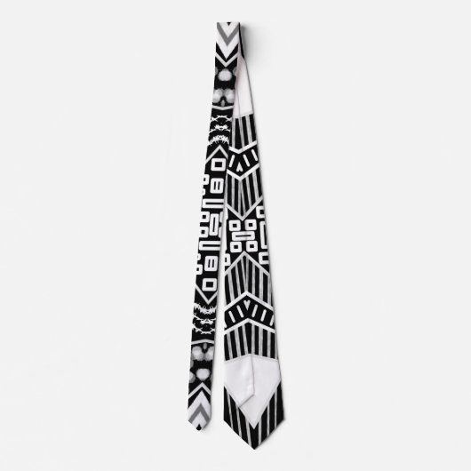 B en W Runway Mode geïnspireerd Pattern Neck Stropdas (Achterkant)