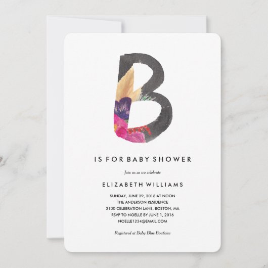 B est pour Baby shower Invitation (Devant)