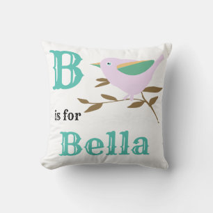 B est pour bébé fille Bella Coussin de lancer