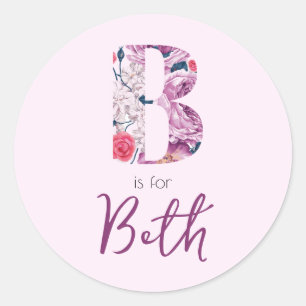 B est pour Beth Stickers Baby Girl Pink Name Revel